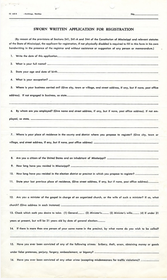 Voter registration application, 1955-1965