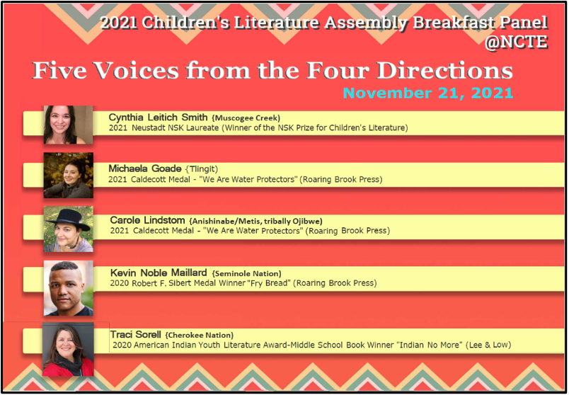 Five Voices from the Four Directions. 2021 CLA Breakfast on November 21 @ the NCTE Convention